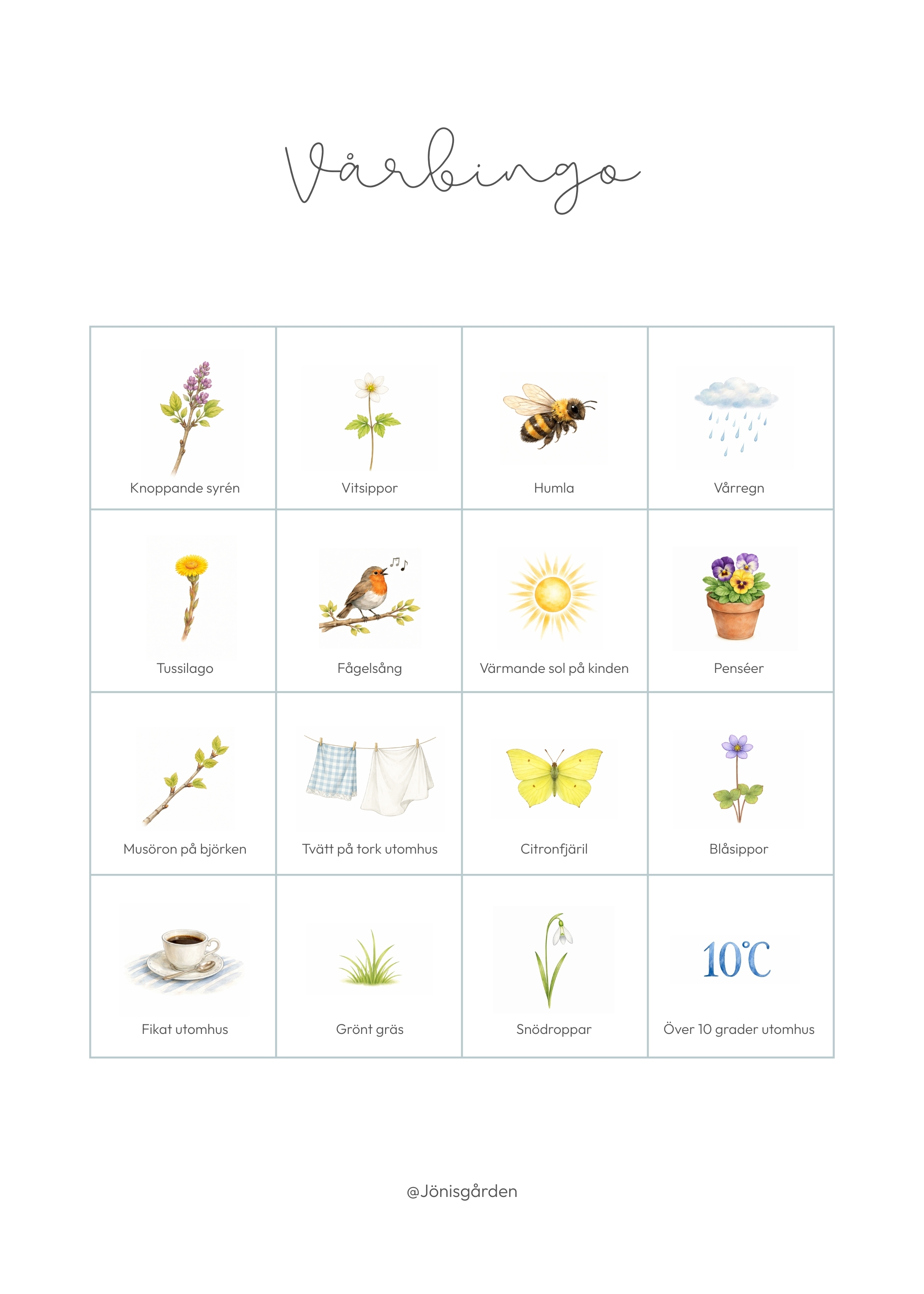 Förhandsvisning av vårbingo